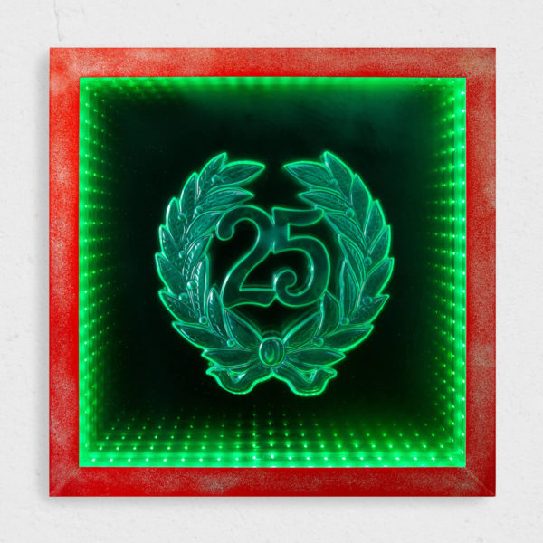 3D Lichtbild 25 jahre rot grün beleuchtet