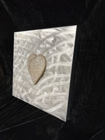 silver Herz auf grau-silver Aluminium Träger